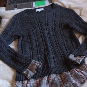 Elle Women's Charcoal Cable Knit Sweater